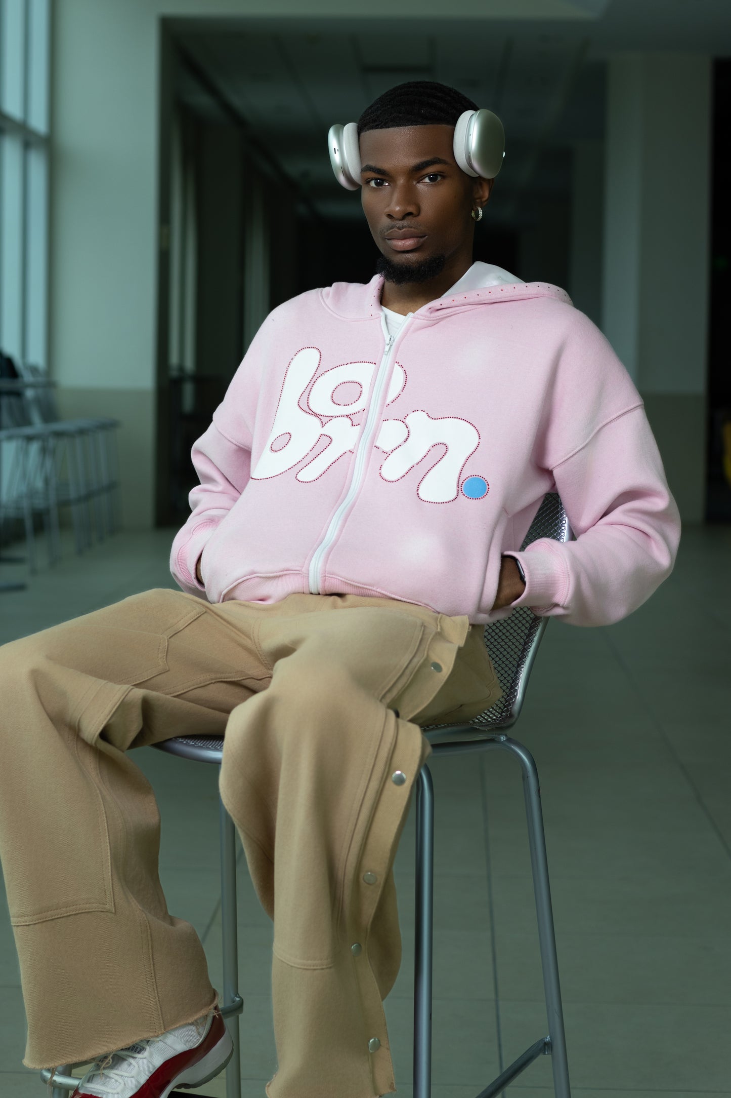 "B8RN" PINK ZIP-UP HOODIE (Pre-Order)