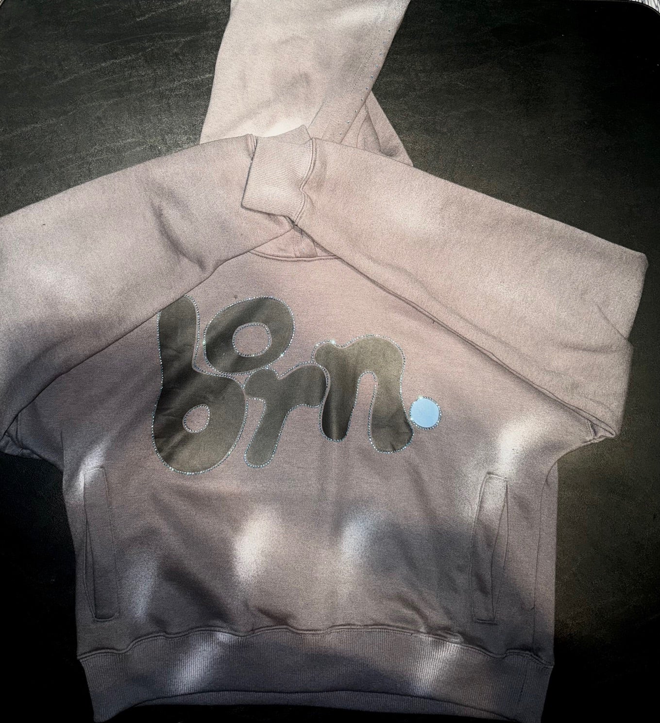 "B8RN" GRAY CROPPED HOODIE