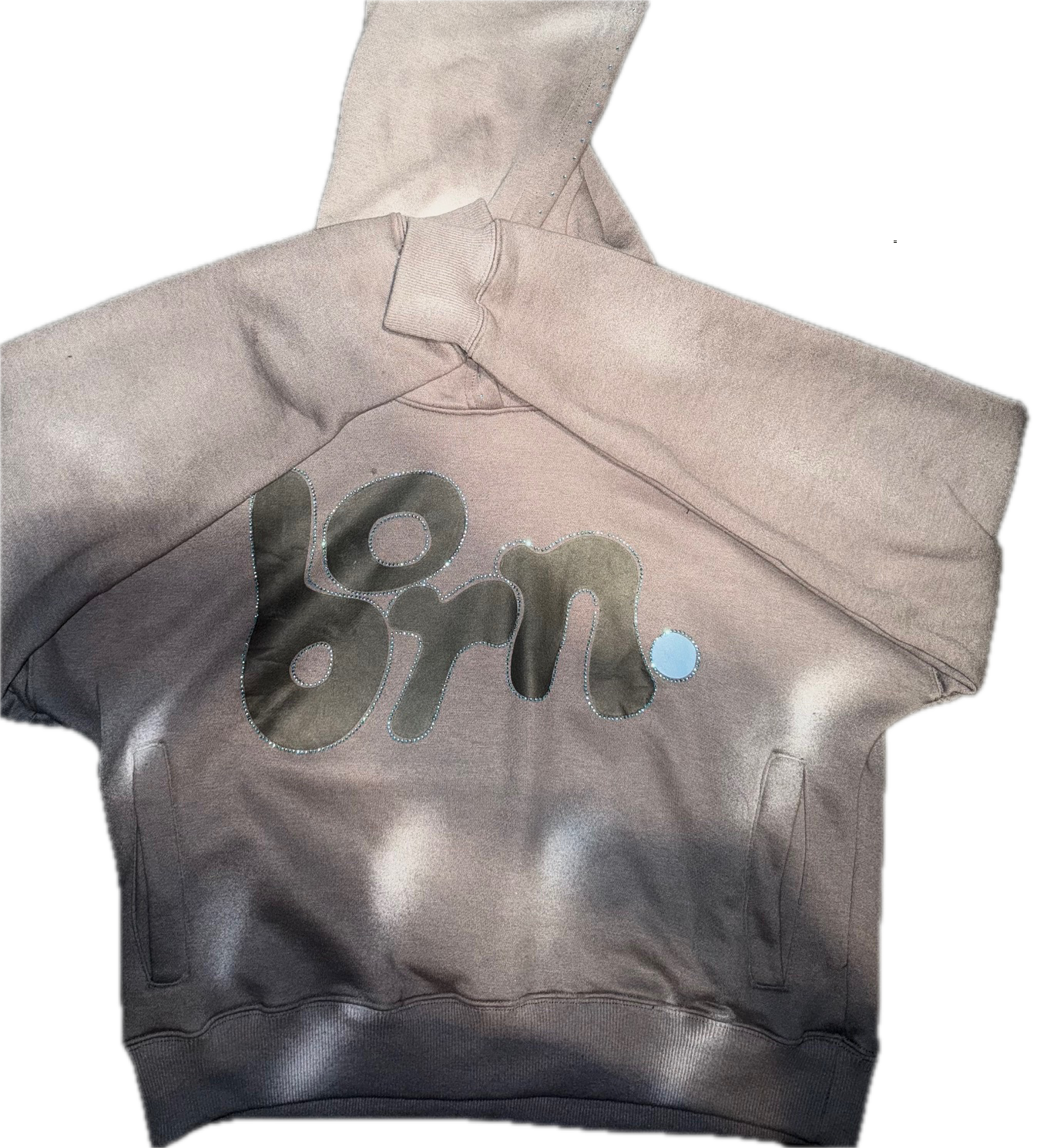 "B8RN" GRAY CROPPED HOODIE